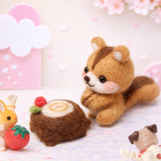 아트조이 DIY 양모펠트 패키지 키트 인형, 1세트, 다람쥐와테이블