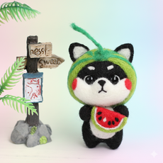 아트조이 DIY 양모펠트 키트, 1세트, 수박검둥시바