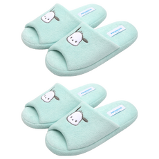 三麗鷗 帕恰狗 臉型毛巾布室內拖鞋, 2套, SKYBLUE