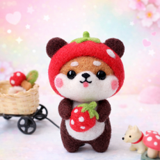 아트조이 DIY 양모펠트 키트, 1세트, 딸기곰시바