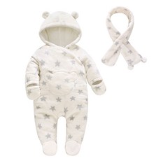 Mom's care 星星印花毛絨連身衣+圍巾