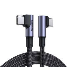 UGREEN 綠聯 100W 5A快充電線 USB-C-USB-C 金屬殼編織雙L版, 1m, 1條, Space Gray