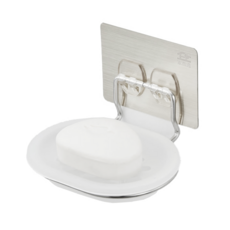 家而適 304不鏽鋼不滴水香皂架, 免釘免鑽 輕鬆安裝 強力承重 穩固耐用 台灣製造, 1組, 銀色