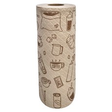 SHIMOYAMA 本色竹纖維懶人抹布, 咖啡印花, 50張, 1捲