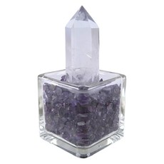 advance jewel 寶峻晶石館 白水晶柱紫水晶碎石盆, 白色