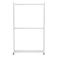 comet 鐵製移動式雙層落地衣架, 白色
