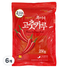 복이네먹거리 중국산 고운 고춧가루 보통맛 떡볶이 소스용 일반, 250g, 6개
