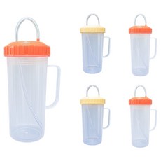Living Family 防漏握把吸管杯, 5個, 隨機出貨, 400ml
