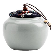 經典白瓷布蓋小茶罐, 藍白, 1個