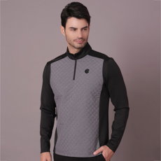 Cleveland GOLF 男款方格絎縫半拉鍊長袖T恤 CGKMTS611