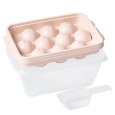 Nanu Dam 15格圓形製冰盤+附儲冰盒+冰鏟組, 粉色