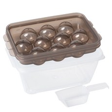 Nanu Dam 15格圓形製冰盤+附儲冰盒+冰鏟組, 黑色, 1組