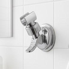 위더스욕실용품 워터링 360도 회전 각도조절 흡착식 욕실 샤워기 거치대, 실버