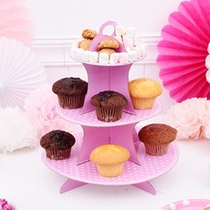 PARTYHAE 3層杯子蛋糕架 粉紅色, 2個, 1個