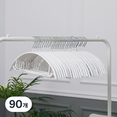 KAZT PVC鋼製防肩角防滑衣架, 白色, 90個