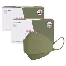 필나인 3D 입체형 보건용 마스크 벌크 대형 KF94, 50개입, 2개, 센슈얼카키