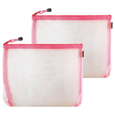 CCHING 青青文具 立體尼龍網紗袋 簡單生活 A4, 2個, 粉紅色