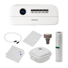 HAPPYCALL Bistive 家用真空包裝機 + 3種塑膠袋 + 午餐盒 + 紅酒瓶塞 + 外部真空管組合 HDVS-E30A1WH