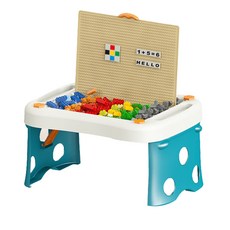 多功能積木桌樂高相容積木 300入+英文字母積木 300入+圖案積木 300入, 混色