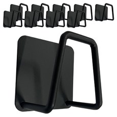 LIVINGiF 黏貼式不鏽鋼方形掛架 掛鉤 支架型 08-3, 10個, 黑色