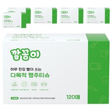 Dalgomi 乾淨的一天一天一張可水洗多功能抹布紙巾, 6個, 120入