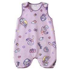 愛北鼻 無痕背心式法蘭絨睡衣 蝴蝶結紫兔 110碼(100~110cm) 兒童連身睡衣