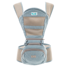 YODA 優的寶貝 儲物座椅式揹帶 透氣款 適用於3-36個月寶寶, 腰圍75~114cm, 碧湖藍