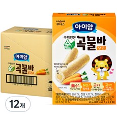 일동후디스 아이얌 구워만든 미니 순곡물바, 당근, 40g, 12개
