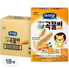 일동후디스 아이얌 구워만든 미니 순곡물바, 당근맛, 40g, 18개