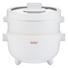 ikiiki 伊崎家電 陶瓷蒸煮電火鍋 白色 2L 原廠保固, IK-MC3405, 1台
