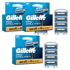 Gillette 吉列 正品 ProShield 鋒護冰爽刮鬍刀片, 4入, 3個