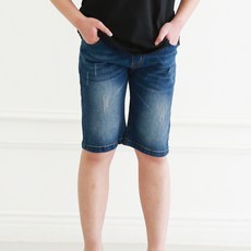 兒童日常六分彈性丹寧短褲