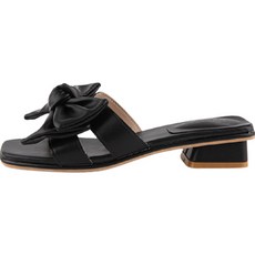 Dangolunni 女款蝴蝶結裝飾低跟穆勒鞋, 黑色, 230mm