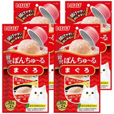 INABA 豪華果凍杯 2入 添加寒天Oligo寡糖 綠茶消臭成分, 鮪魚, 70g, 4袋