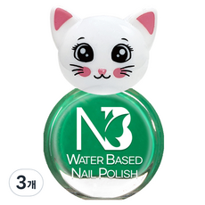 엔비베베 냥냥이 유아 매니큐어, 04 비비드그린, 3개