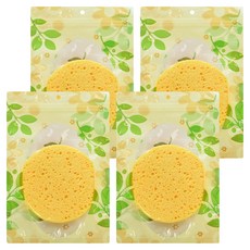 Paris Spring 巴黎春天 洗臉海綿 木漿製成 密度細緻 膚觸柔順 洗臉卸妝必備, 圓形, 4個