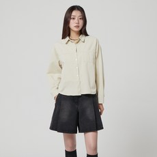 Lap 女款後開衩短版棉質襯衫 AR3WBM21