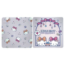 收納王妃 Hello Kitty50週年方形軟式珪藻土杯墊2件組, 可愛眨眼 紫色, 1組