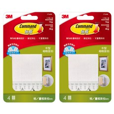 3M Command 無痕 畫框掛扣 17165W 4個, 白色, 2組