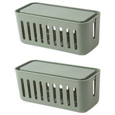 마켓플랜 비비드 휴대폰 거치 멀티탭 정리함, 2개, 카키