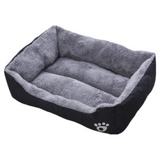 凹型窩 貓狗通用寵物床 L(80*60CM) 短毛絨, 黑色, 1個