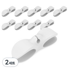 PICKYPICKS 電線整理支架 10入+黏貼矽膠貼紙 10入, 白色, 2組