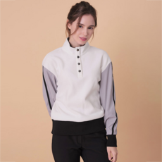 클리브랜드 여성용 가오리핏 우븐소매 스트레치 기모 긴팔 골프 티셔츠 CGKWTS167