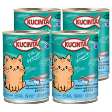 KUCINTA 科西塔 大貓罐, 嚴選海鮮凍, 400g, 4個