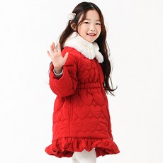 키즈레시피 아동용 하트 프릴 롱 패딩점퍼