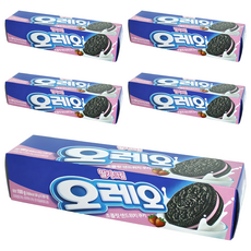 오레오 초콜릿 샌드위치 쿠키 딸기크림, 100g, 5개