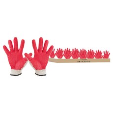 Tamsaa 半塗層棉手套, 紅色 + 白色, 10雙