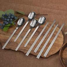 윌리브 국산 항균 수저세트, 글로스 실버, 숟가락 4p + 젓가락 4쌍