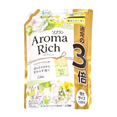 LION 獅王 Aroma Rich 衣物香氛柔軟精 特大補充包 白色 持久清新 衣物更舒適 呵護衣物, 1.2L, 1包