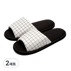 SHOELAMODE 格紋加大室內拖鞋, 白色, 2套